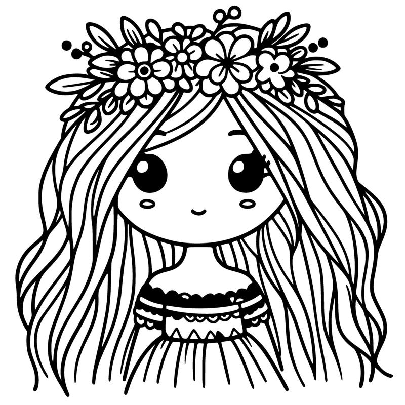 girl with flowers crown and blonde gradient highlights