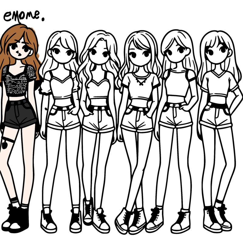 a group of girls wearing crop tops and shorts