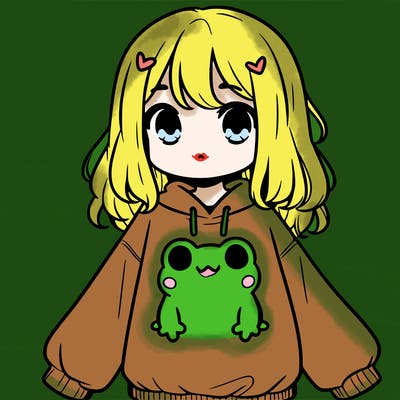 girl wearing frogging sweatshirt