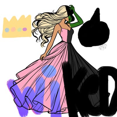 realistic woman with dress flowing in the wind