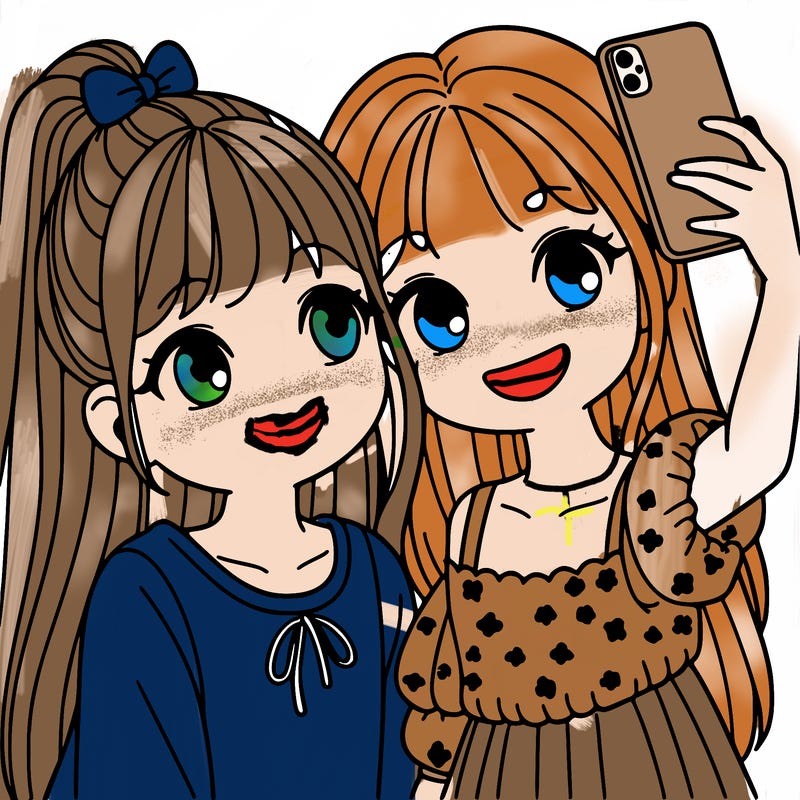 two sisters taking a selfie together