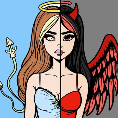 devil vs angel realistic girl