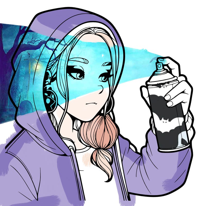 a realistic girl, spray painting