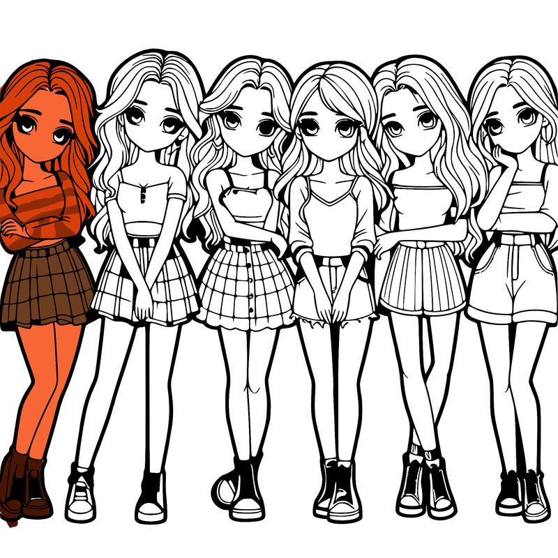 a group of girls realistic