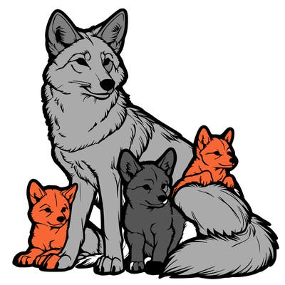 coyote with pups realistic