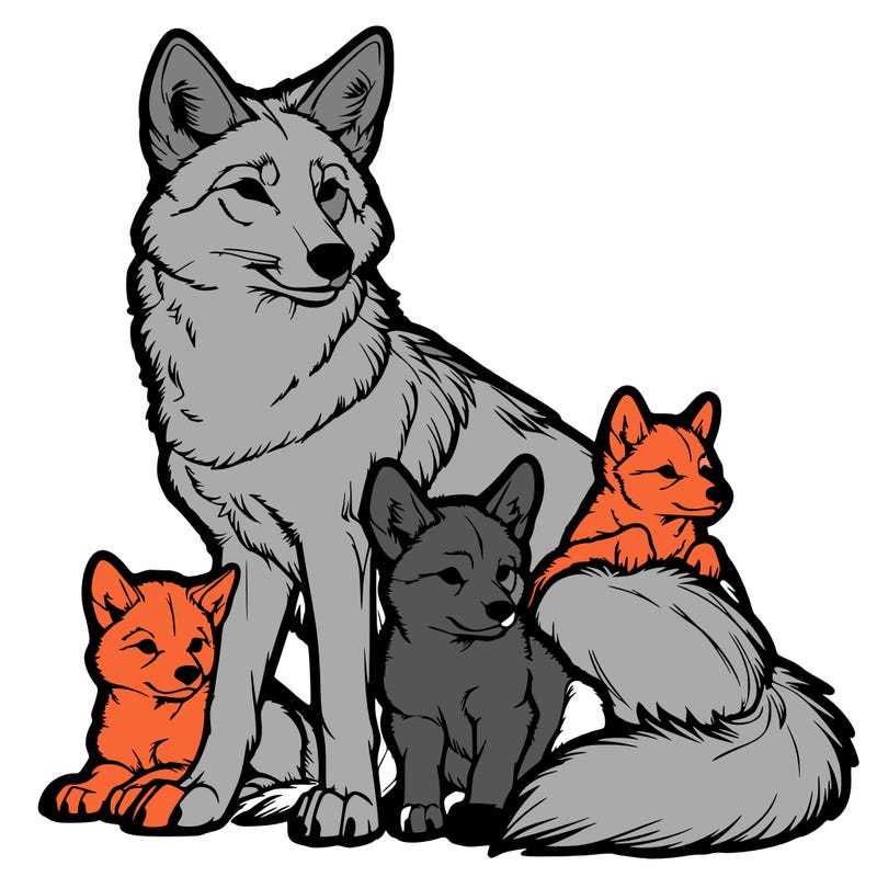 coyote with pups realistic