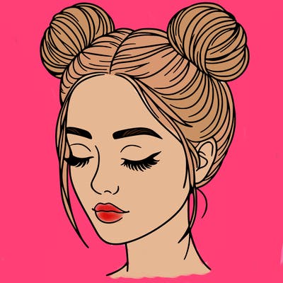 woman with hair buns