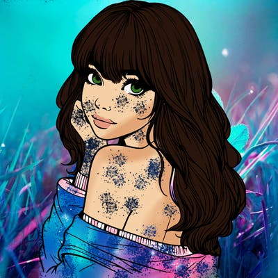 realistic girl with bangs looking over her shoulder