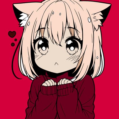 shy anime catgirl