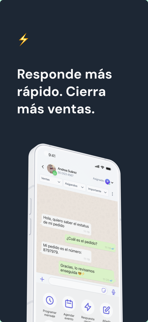 Leadsales - Leadsales mobile app interface showing a chat window and sales management tools on a smartphone.