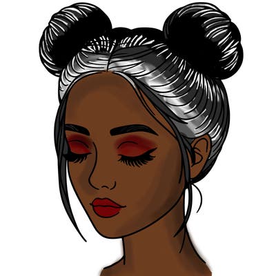 woman with hair buns