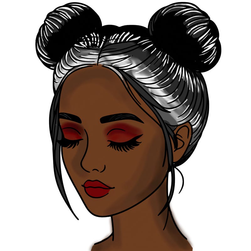woman with hair buns