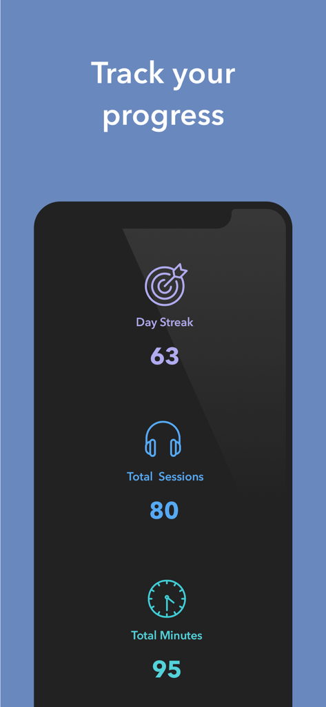 Simple Habit app interface showing meditation streaks and total mindful minutes tracked
