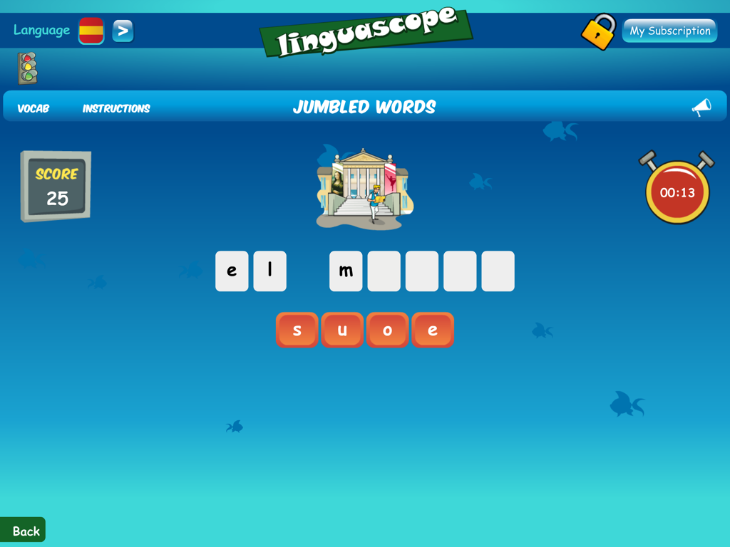 Linguascope Beginners - A Spanish jumbled words learning game in the Linguascope Beginners app