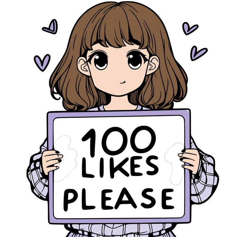 a girl holding a sign saying 100 likes please