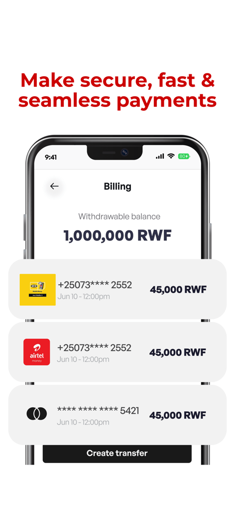 Ziramba - Ziramba app billing dashboard showing balance and secure payment options