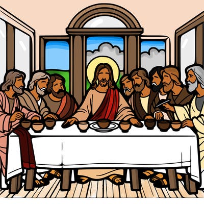 jesus shares the last supper with twelve apostles