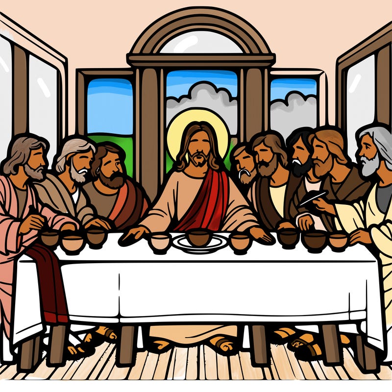 jesus shares the last supper with twelve apostles