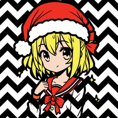 anime girl wearing a santa hat