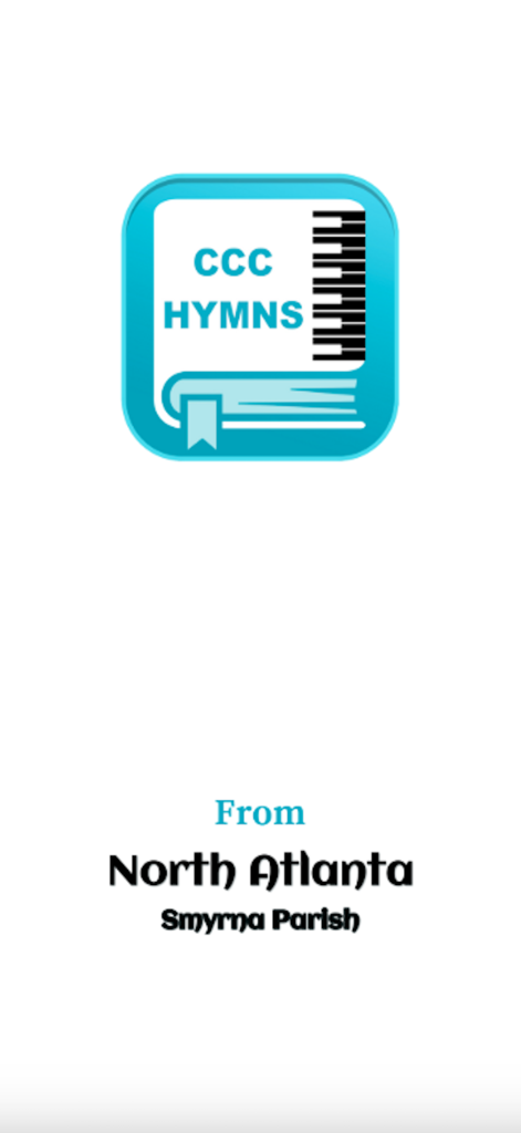 CCC NAP Hymns app splash screen featuring the logo and North Atlanta Smyrna Parish text
