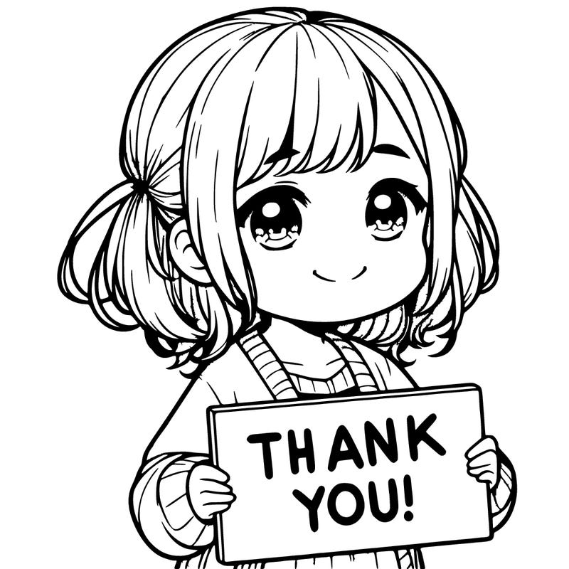 a realistic little girl holding a sign that says thank you