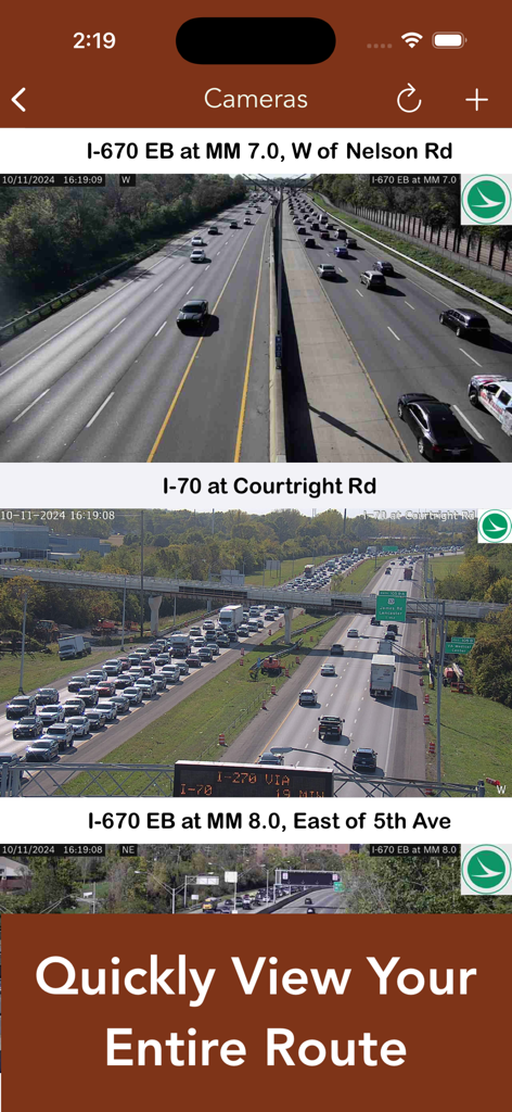 OHGO Ohio 511 Road Conditions - Live CCTV camera feeds in the OHGO Ohio 511 app showing highway traffic conditions