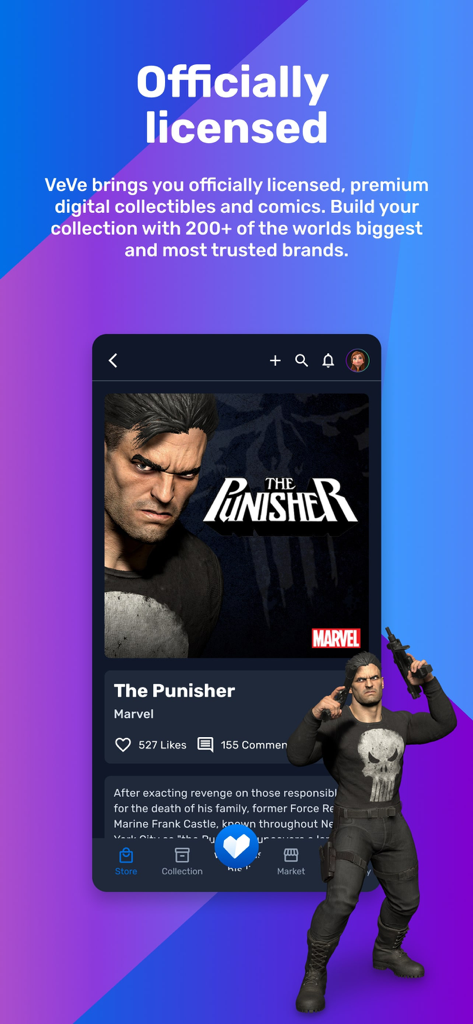 VeVe Collectibles - VeVe app screen showing an officially licensed Marvel Punisher digital collectible