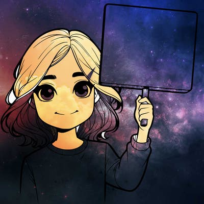 realistic girl holding up a sign