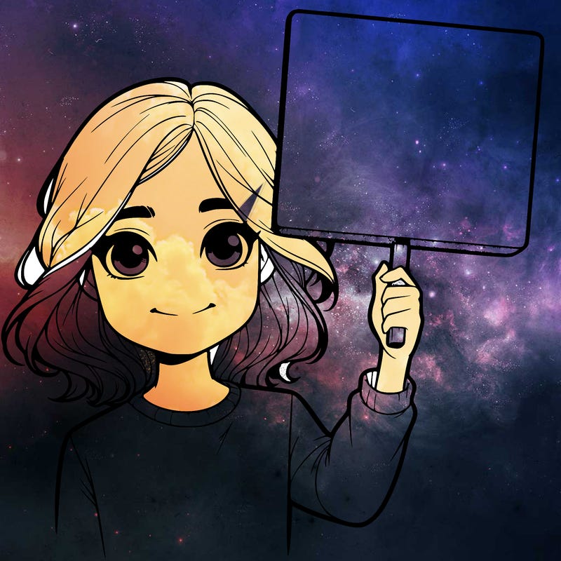 realistic girl holding up a sign