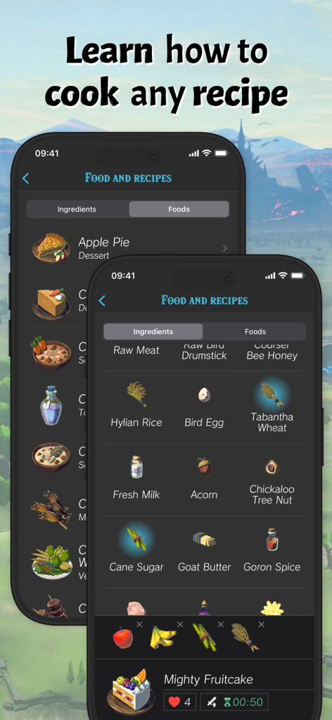 Breath of the Wild Kochrezepte und Zutaten in der Shrines Guide App