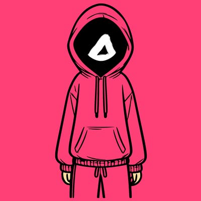 faceless girl in a tracksuit with a hood on and no hair
