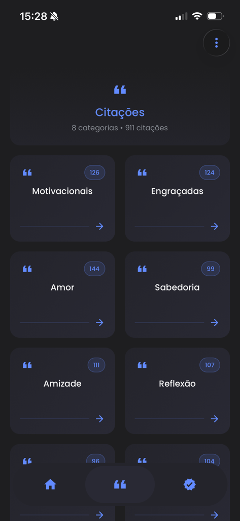 Quotes creator - DudoPost - DudoPost app interface showing a grid of quote categories including motivational and love for social media content creation