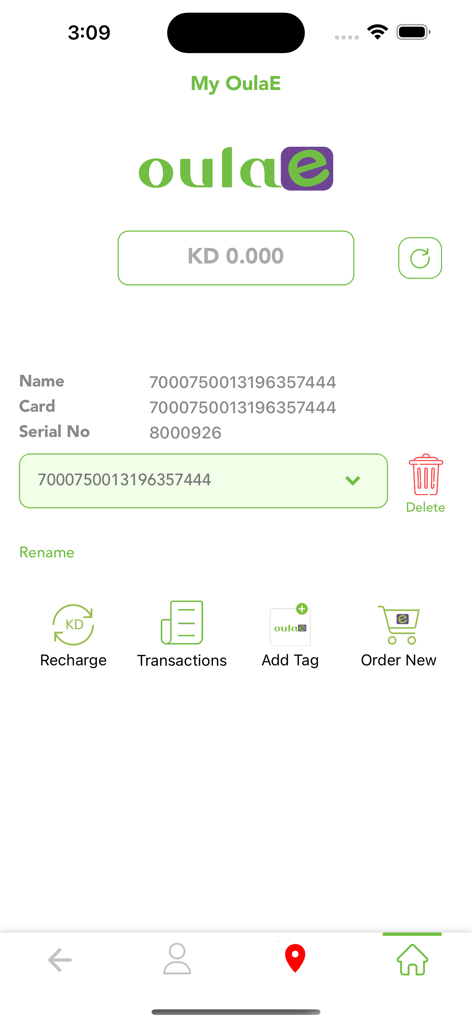 OulaFuel-App-Dashboard zur Verwaltung von Kraftstoffkarten und Kontostand