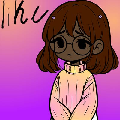 sad girl with glasses in a sweater