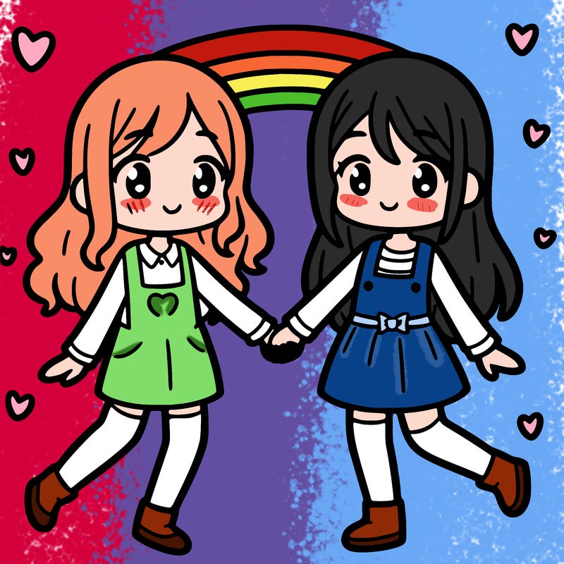 two girls holding hands