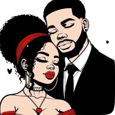 realistic love couple african-american