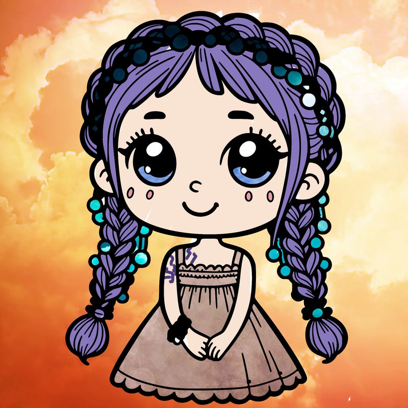 little girl with braids with beads