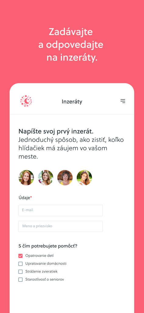 Screen showing a form to post a household help request for services like babysitting and cleaning