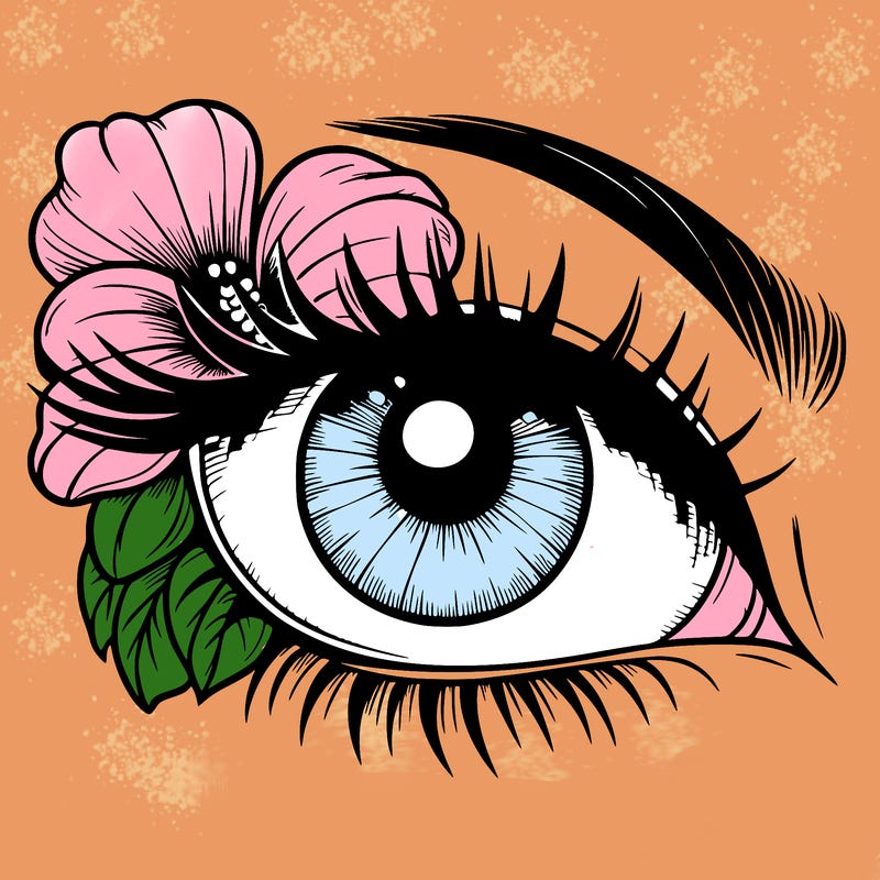 realistic eye with flower