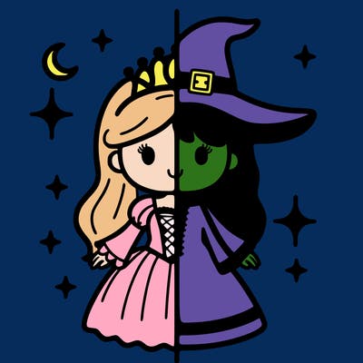 split princess and witch
