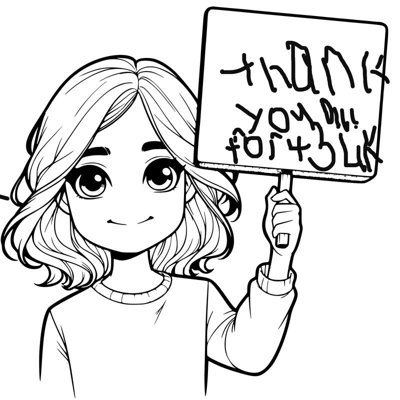 realistic girl holding up a sign