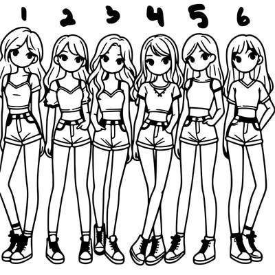 a group of girls wearing crop tops and shorts