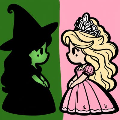 princess and witch facing each other