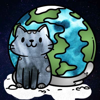 cat sitting on earth