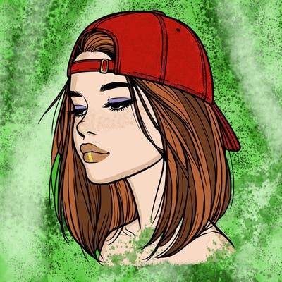 realistic  girl with a backwards hat