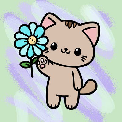a cute cat paw holding a flower