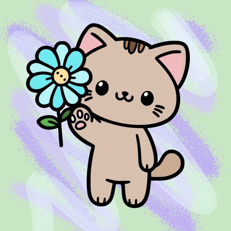 a cute cat paw holding a flower