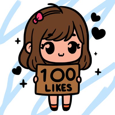 cute girl holding up a sign that says 100 likes