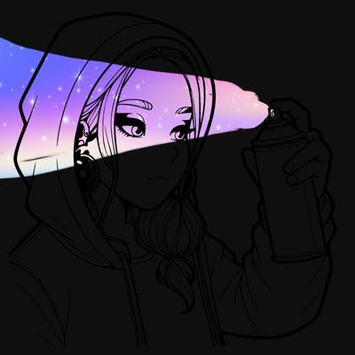 a realistic girl, spray painting