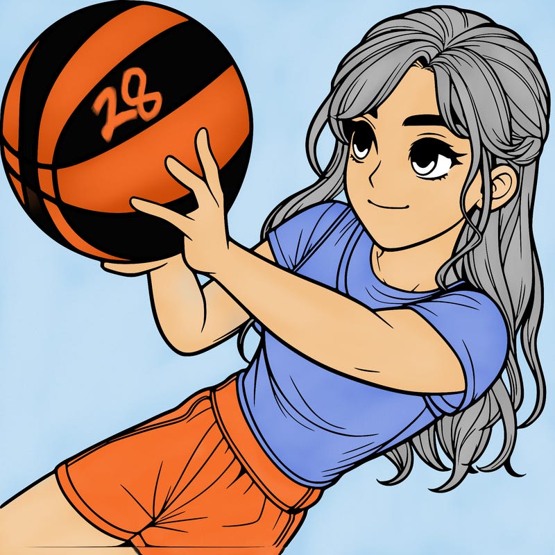 realistic girl playing basketball